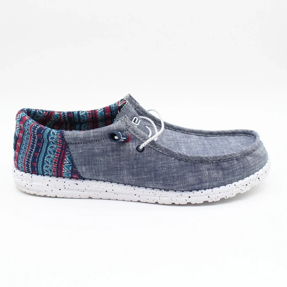 Hey Dude Wally Funk Slip On Casual Shoes Mens Size 15 Blue Fabric